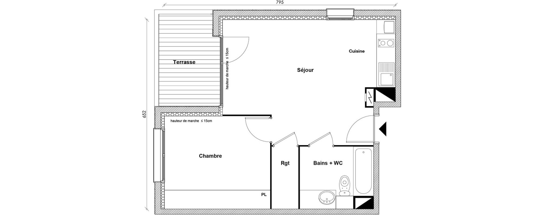 Appartement T2 de 41,01 m2 &agrave; Toulouse Montaudran