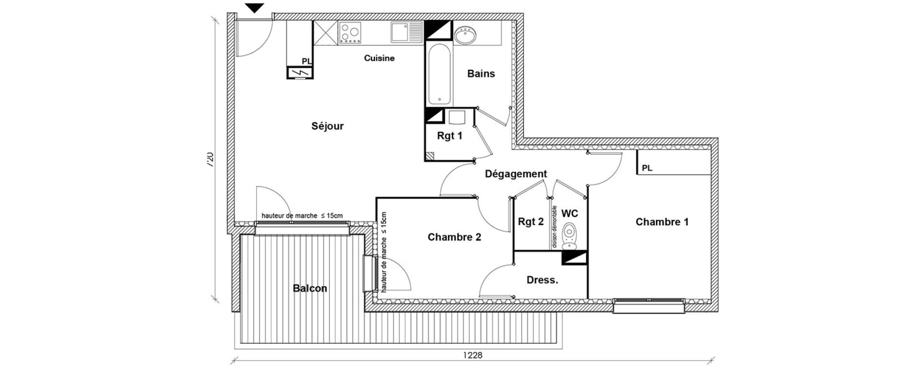 Appartement T3 de 61,45 m2 &agrave; Toulouse Montaudran