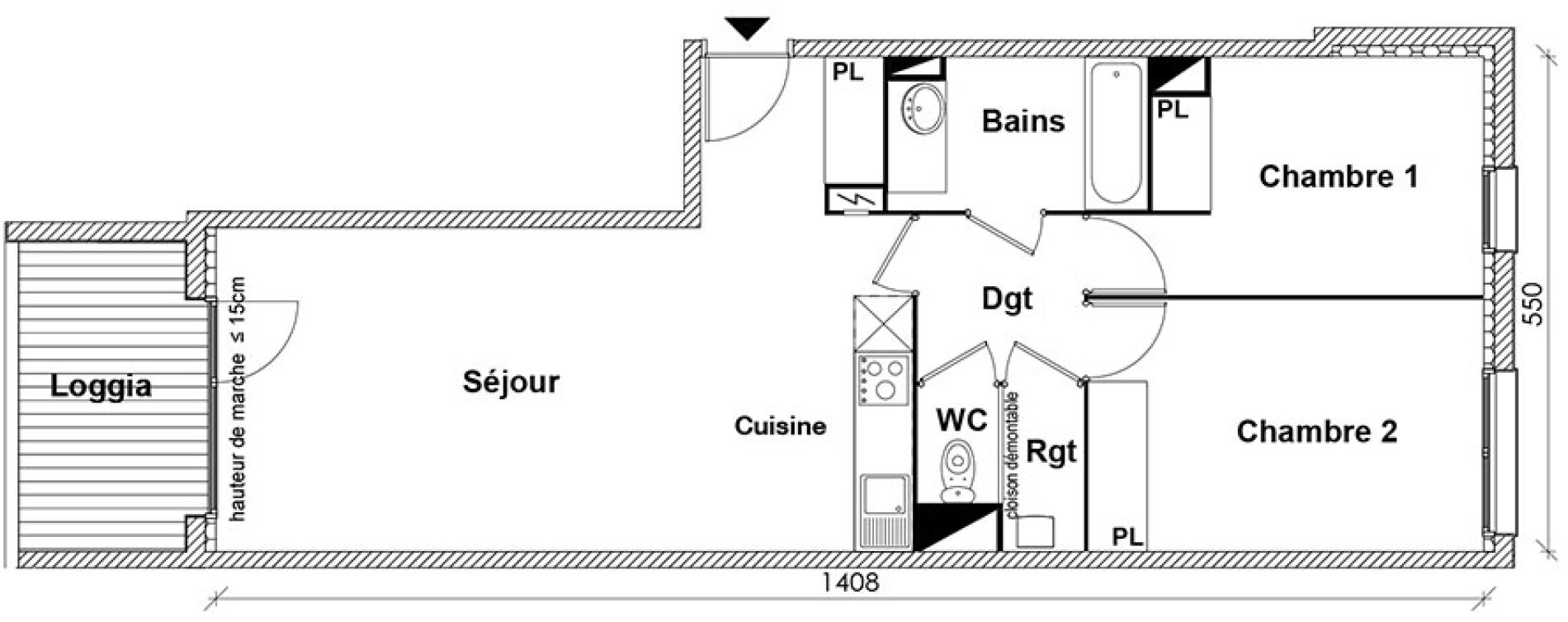Appartement T3 de 64,88 m2 &agrave; Toulouse Montaudran