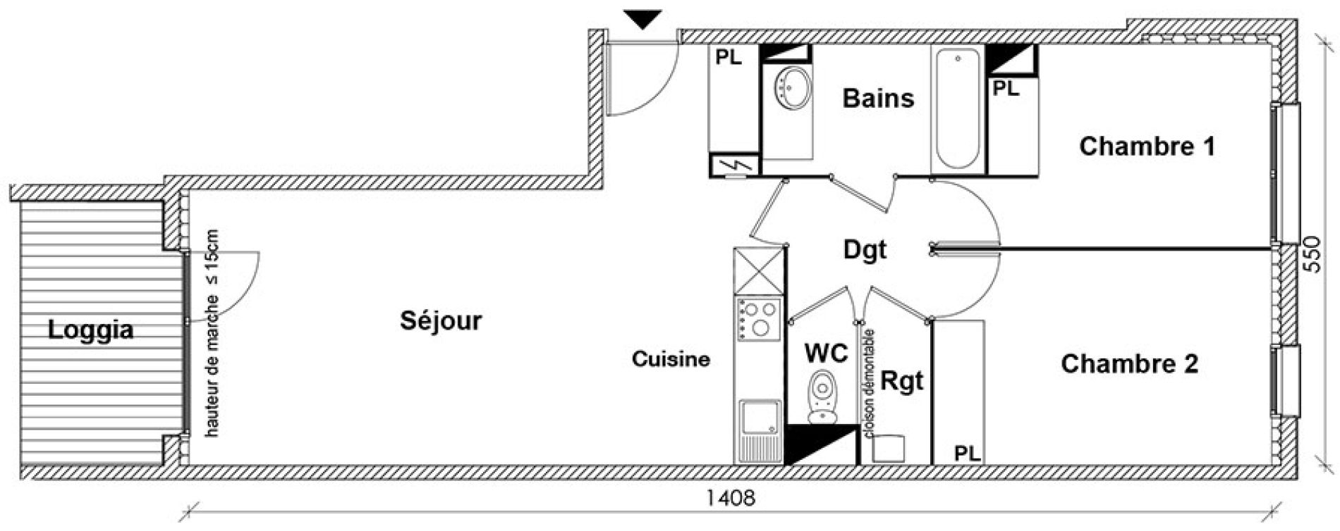 Appartement T3 de 64,88 m2 &agrave; Toulouse Montaudran