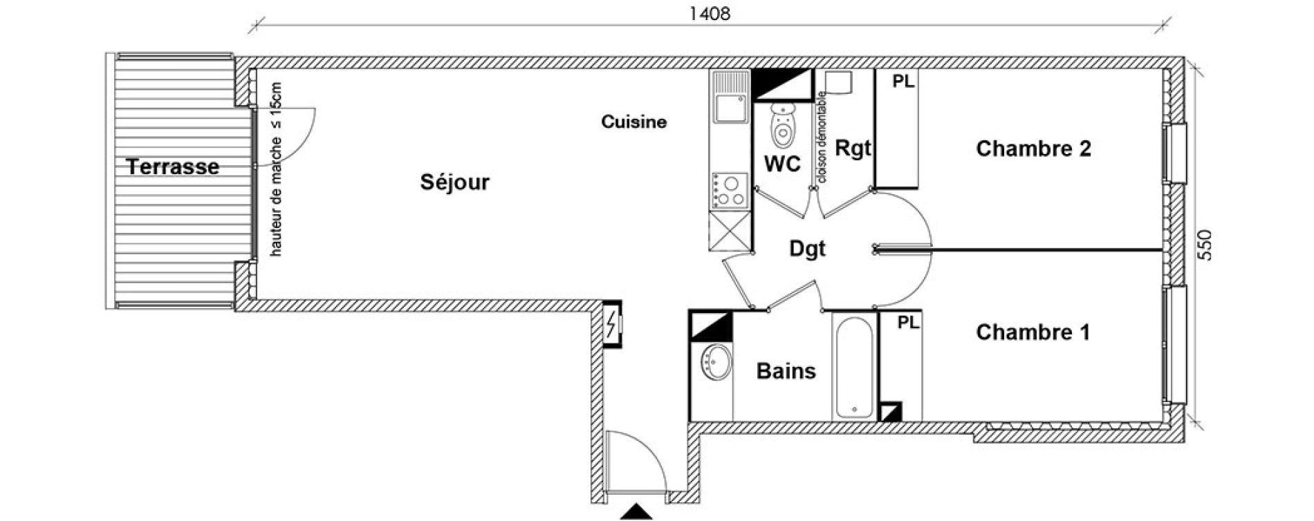 Appartement T3 de 66,36 m2 &agrave; Toulouse Montaudran