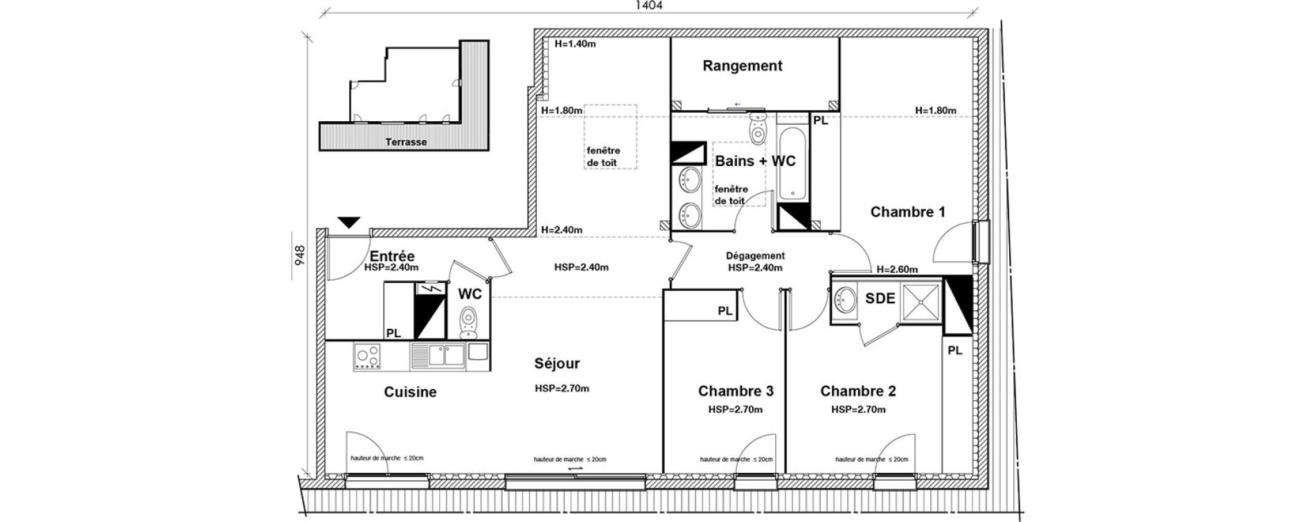 Appartement T4 de 92,21 m2 &agrave; Toulouse Montaudran
