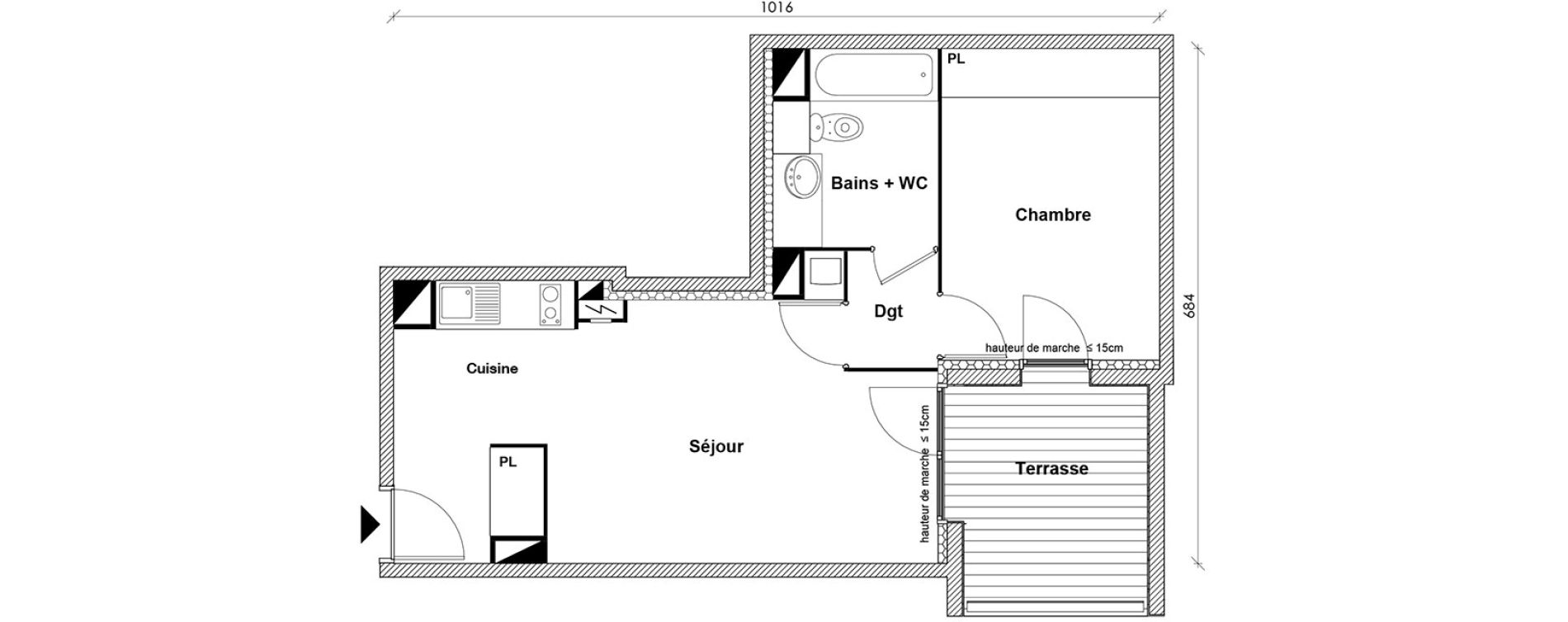 Appartement T2 de 43,35 m2 &agrave; Toulouse Montaudran