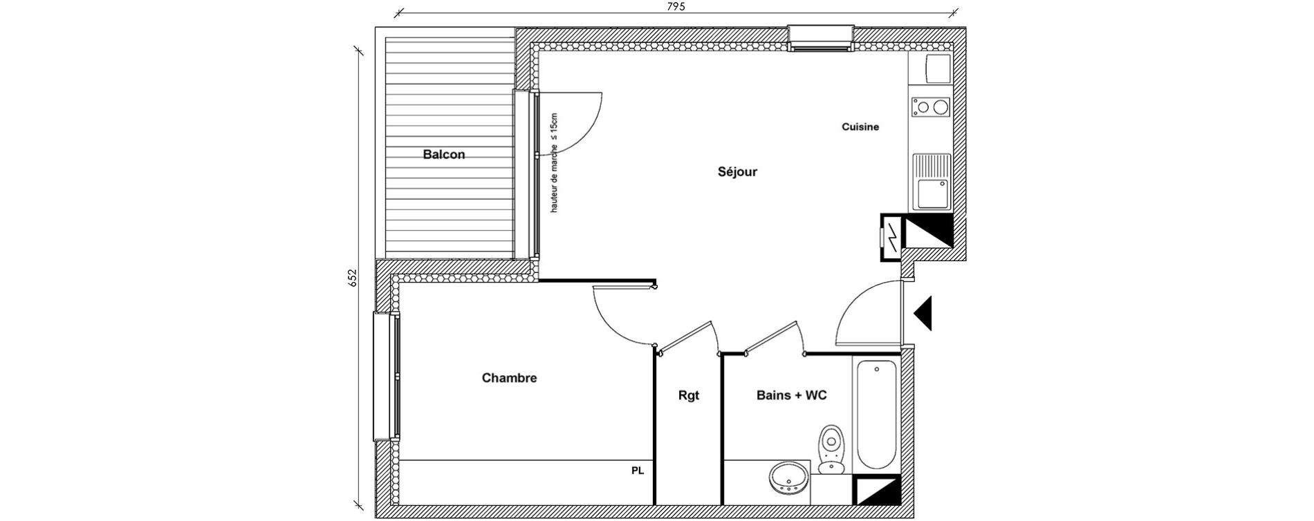 Appartement T2 de 41,01 m2 &agrave; Toulouse Montaudran