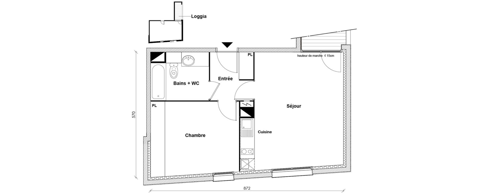 Appartement T2 de 45,68 m2 &agrave; Toulouse Montaudran