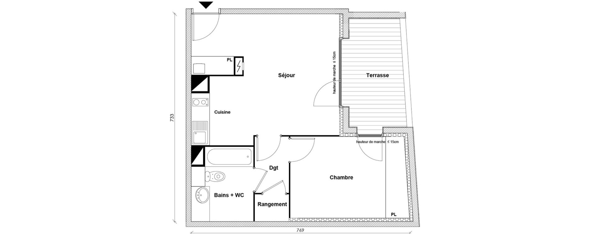 Appartement T2 de 43,21 m2 &agrave; Toulouse Montaudran