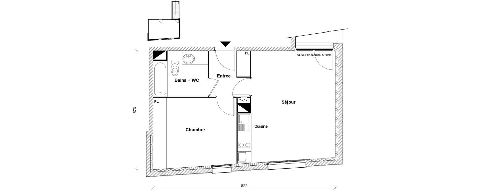 Appartement T2 de 45,68 m2 &agrave; Toulouse Montaudran