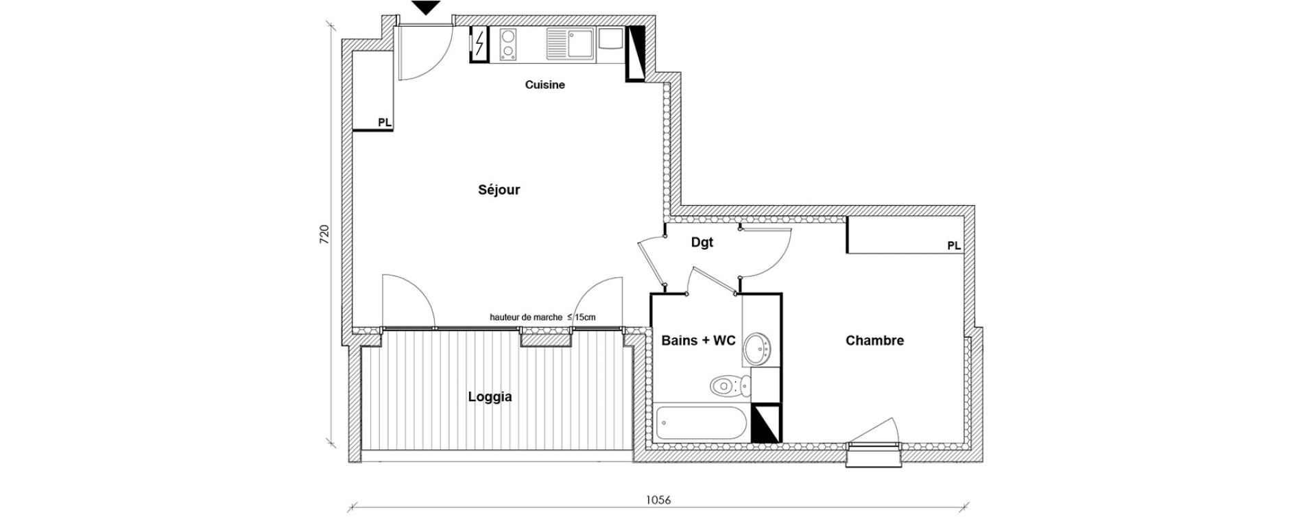 Appartement T2 de 46,28 m2 &agrave; Toulouse Montaudran