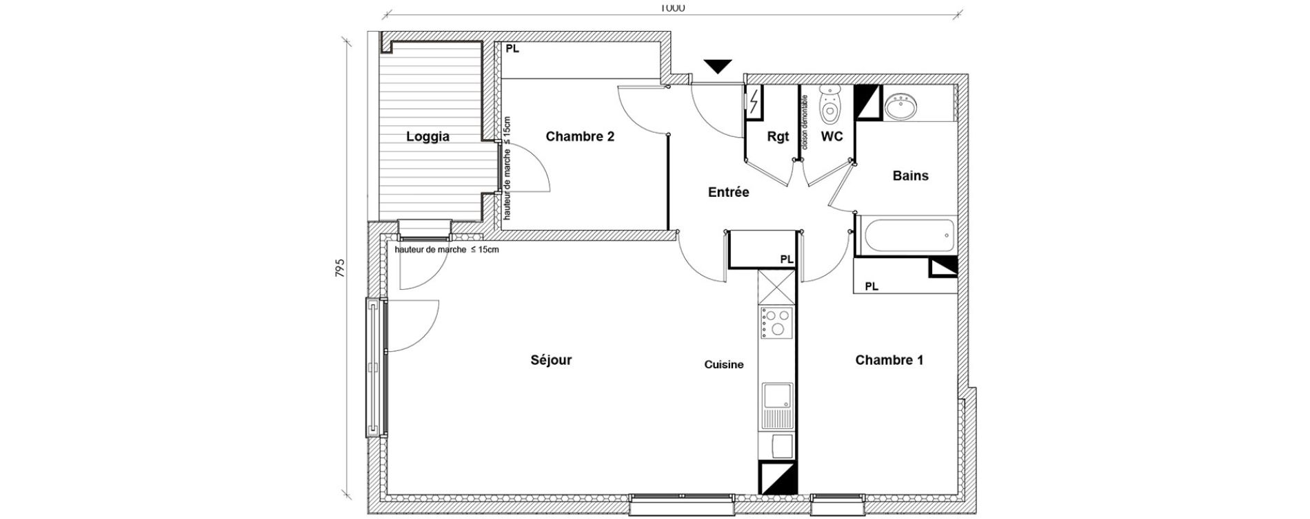 Appartement T3 de 65,90 m2 &agrave; Toulouse Montaudran