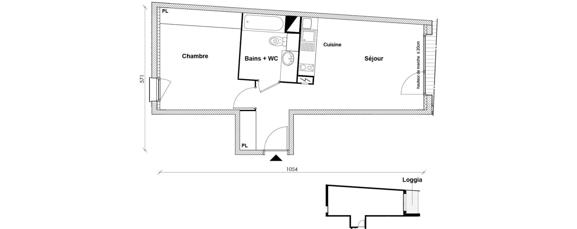 Appartement T2 de 41,62 m2 &agrave; Toulouse Montaudran