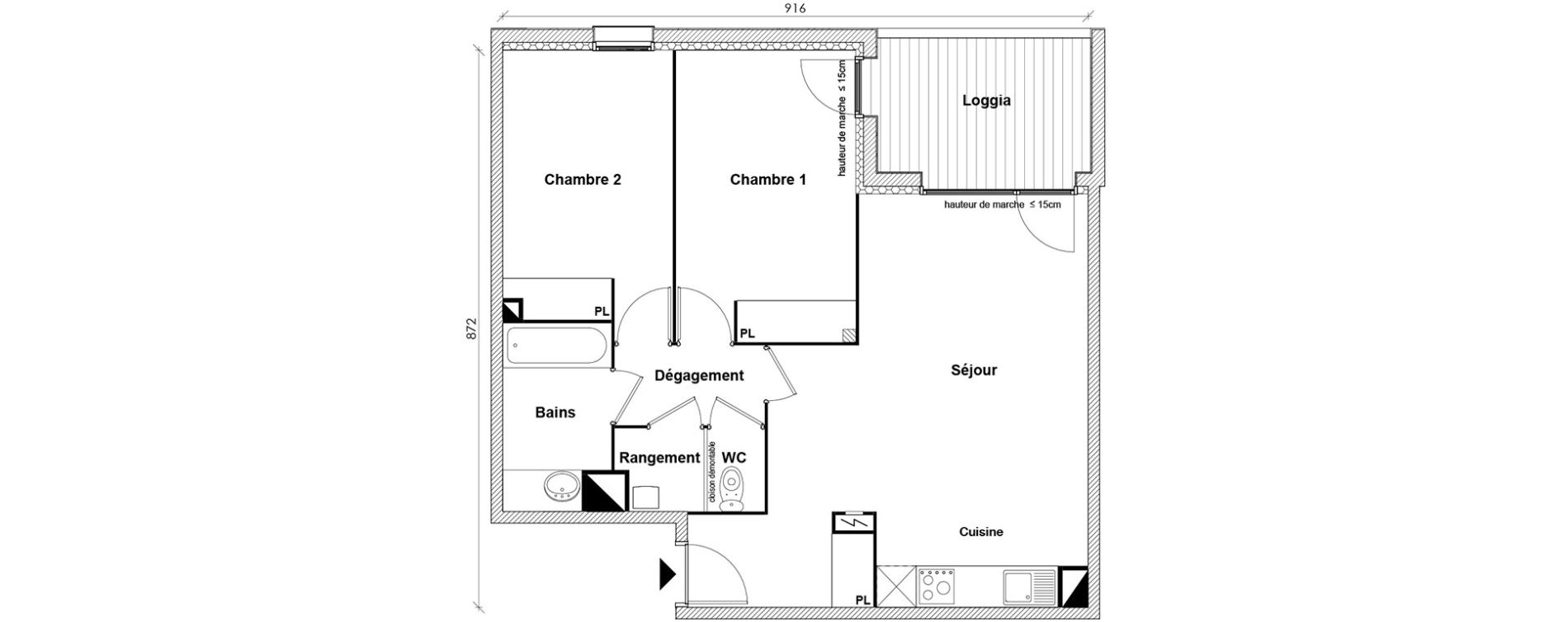 Appartement T3 de 64,95 m2 &agrave; Toulouse Montaudran