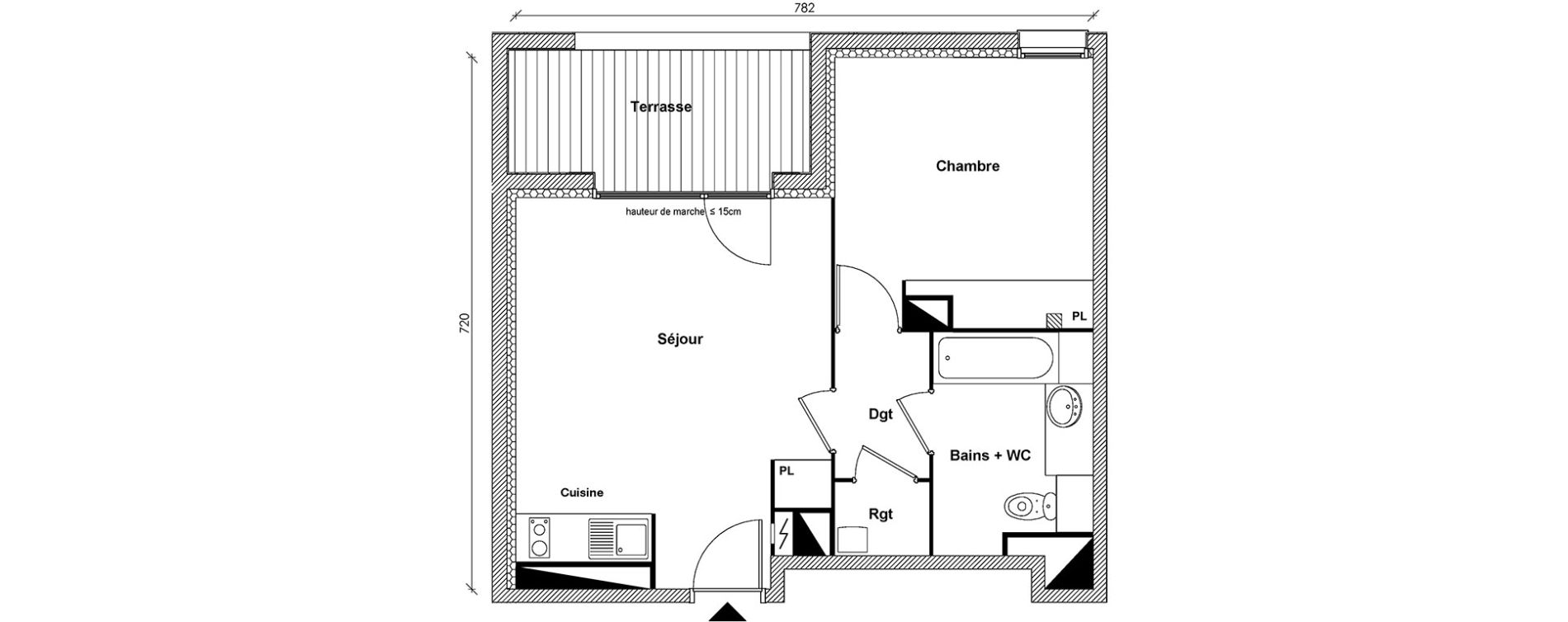 Appartement T2 de 43,44 m2 &agrave; Toulouse Montaudran