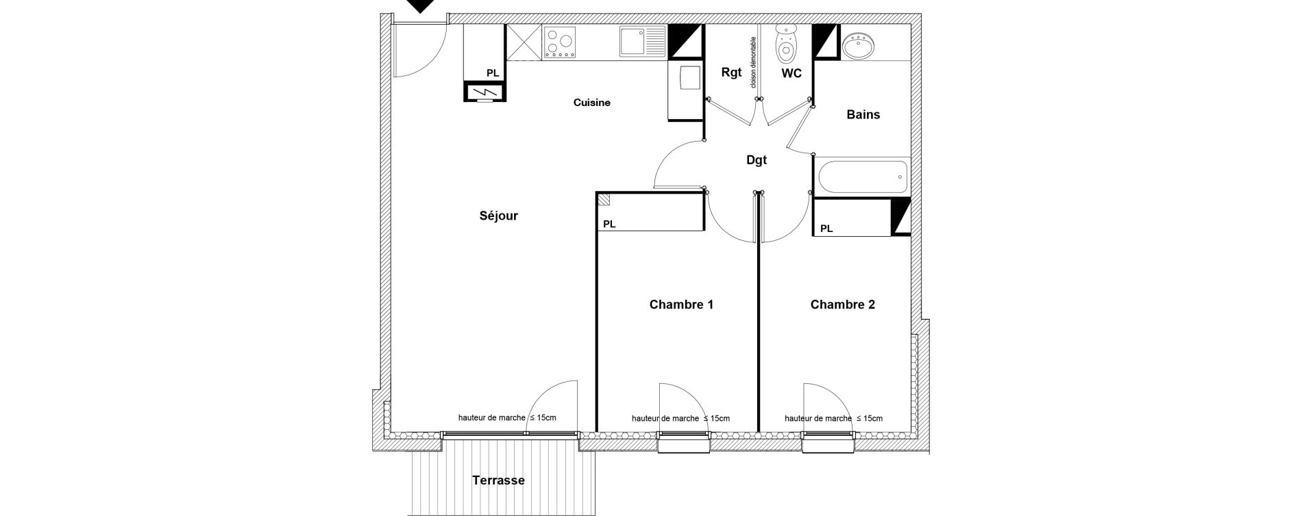 Appartement T3 de 63,40 m2 &agrave; Toulouse Montaudran