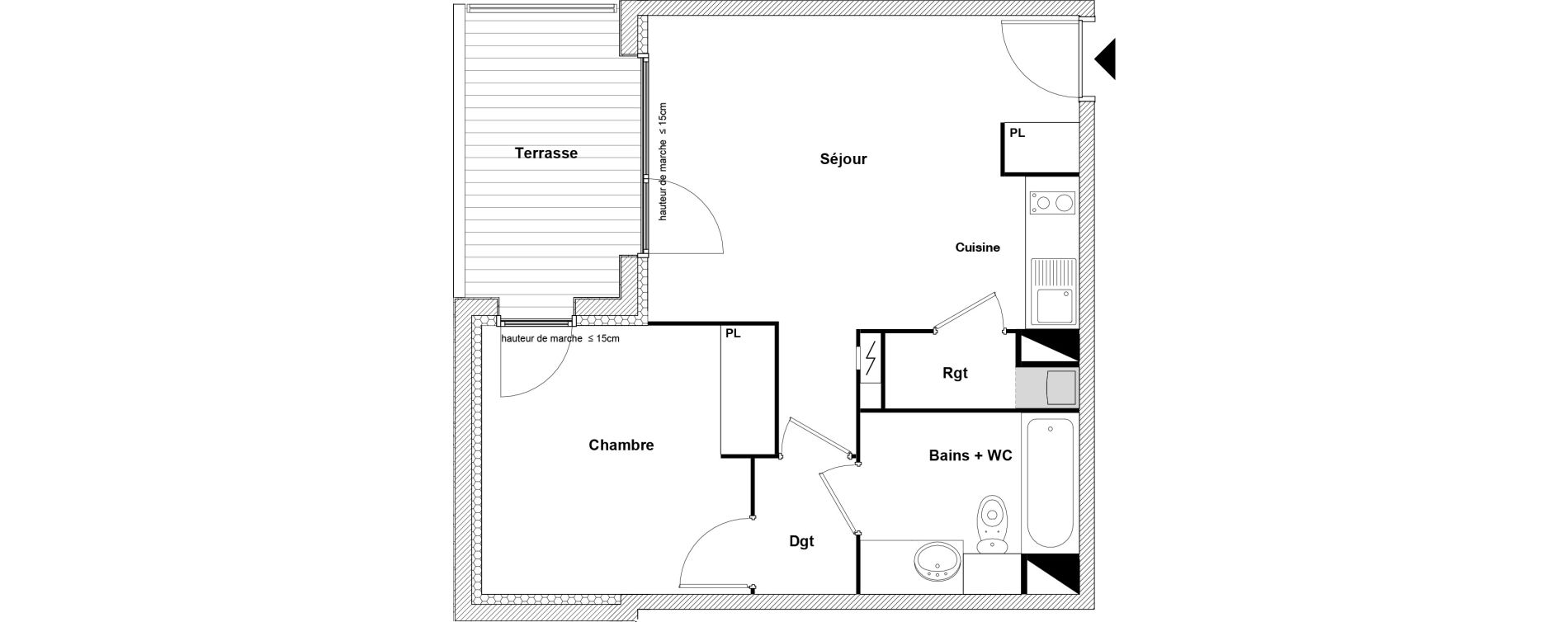 Appartement T2 de 41,02 m2 &agrave; Toulouse Montaudran