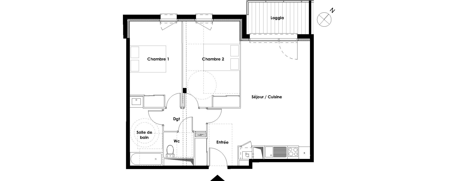 Appartement T3 de 64,25 m2 &agrave; Toulouse Trois cocus