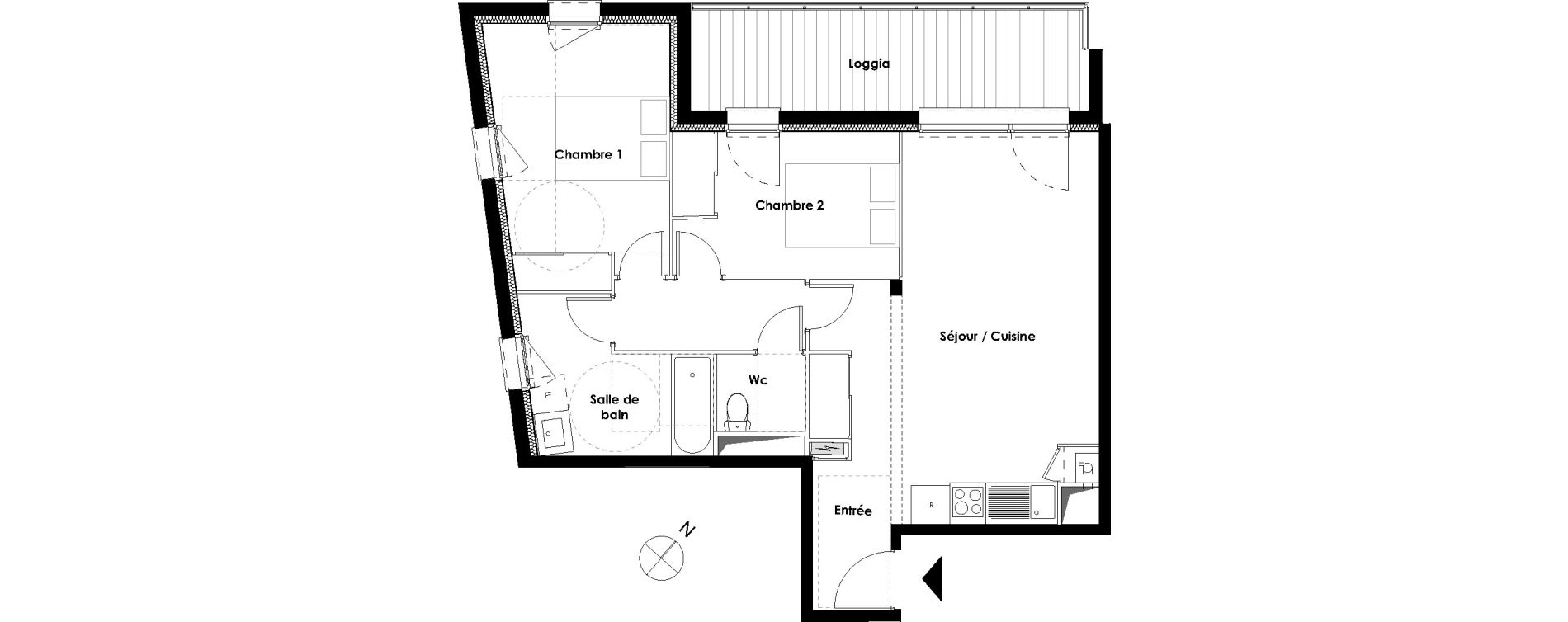 Appartement T3 de 63,24 m2 &agrave; Toulouse Trois cocus