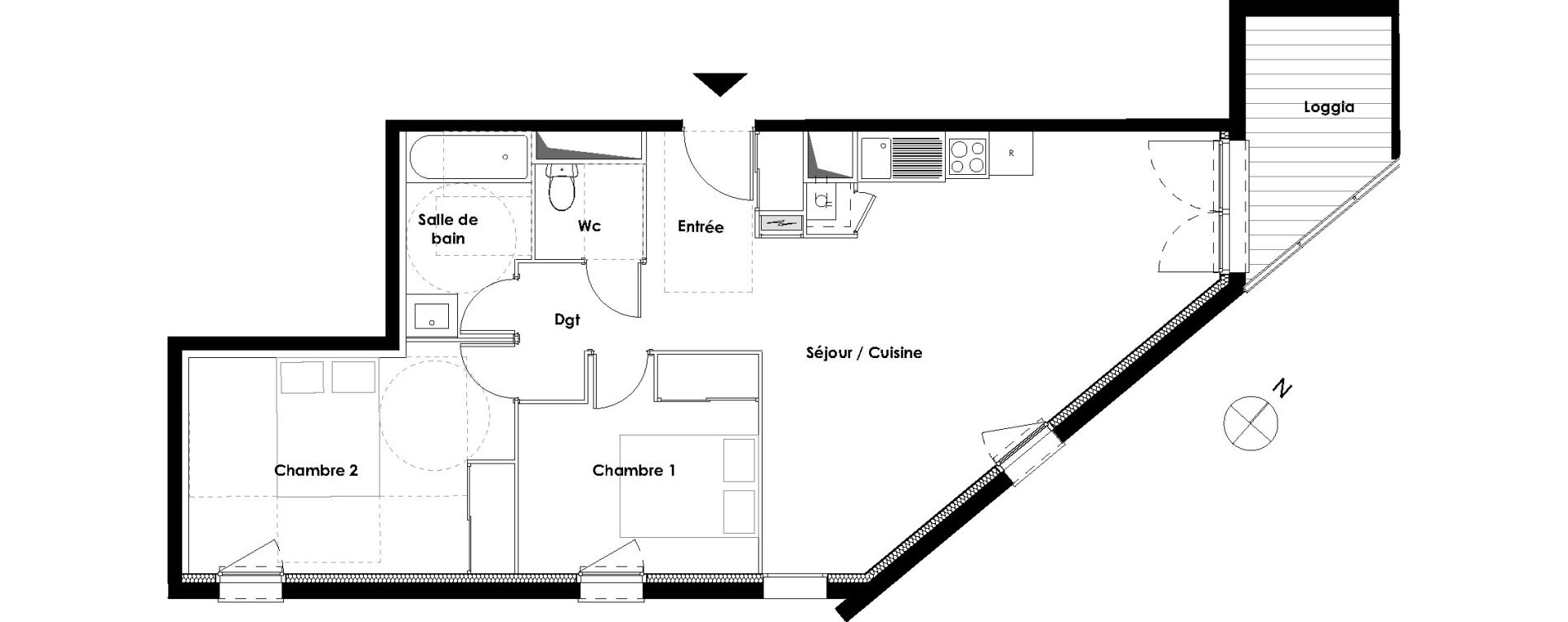 Appartement T3 de 63,90 m2 &agrave; Toulouse Trois cocus