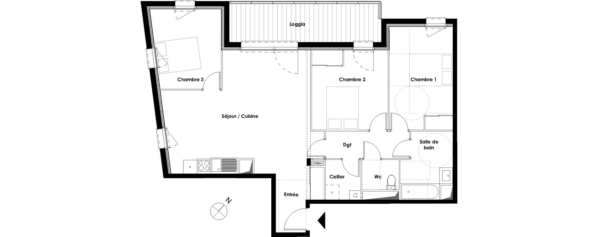 Appartement T4 de 84,61 m2 &agrave; Toulouse Trois cocus