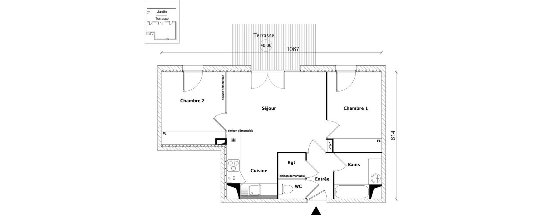 Appartement T3 de 54,85 m2 &agrave; Toulouse Croix daurade
