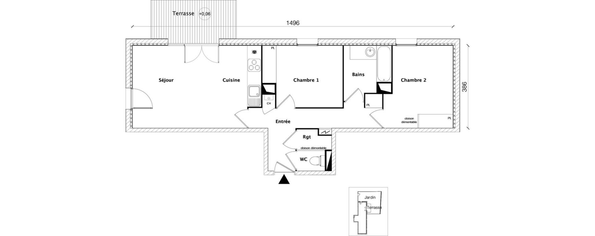 Appartement T3 de 61,34 m2 &agrave; Toulouse Croix daurade