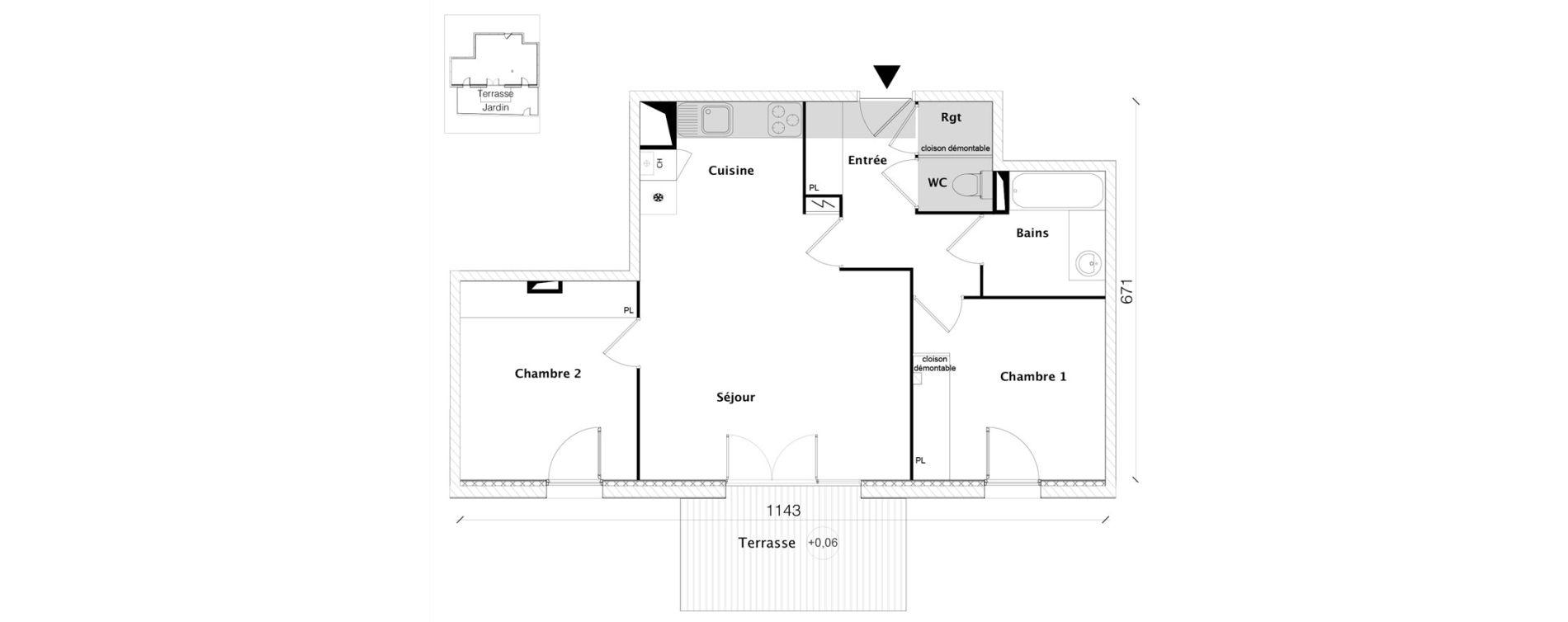 Appartement T3 de 61,87 m2 &agrave; Toulouse Croix daurade