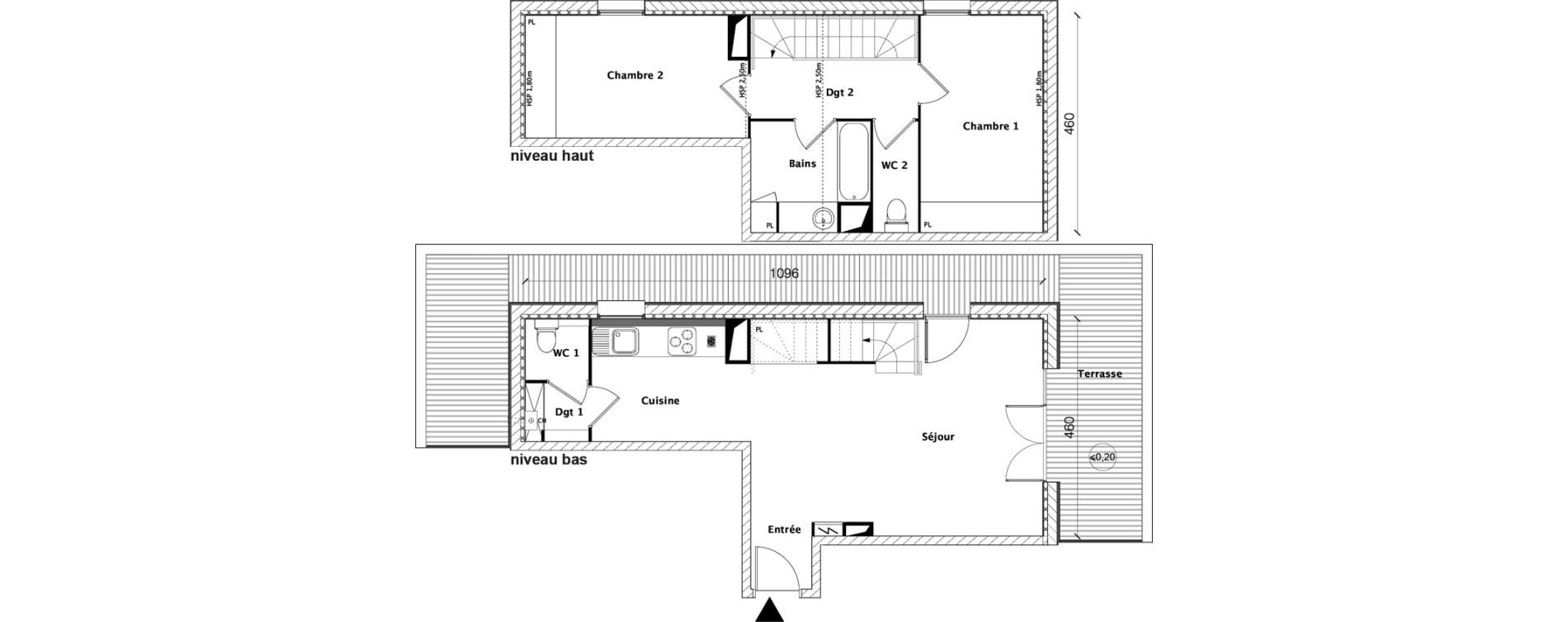 Duplex T3 de 74,94 m2 &agrave; Toulouse Croix daurade
