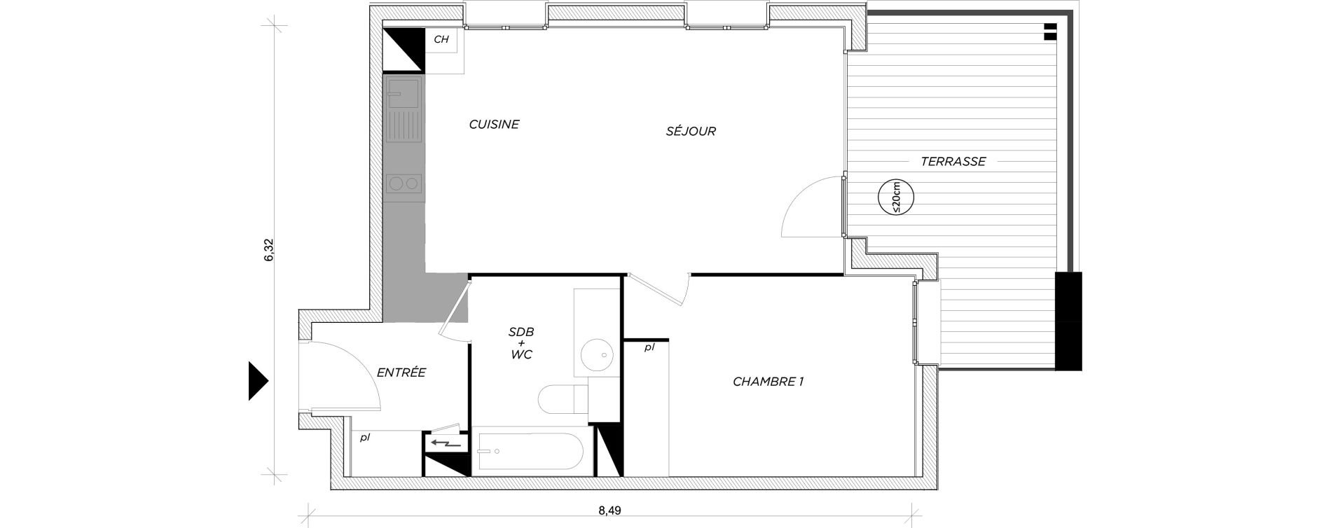 Appartement T2 de 43,85 m2 &agrave; Toulouse Les izards