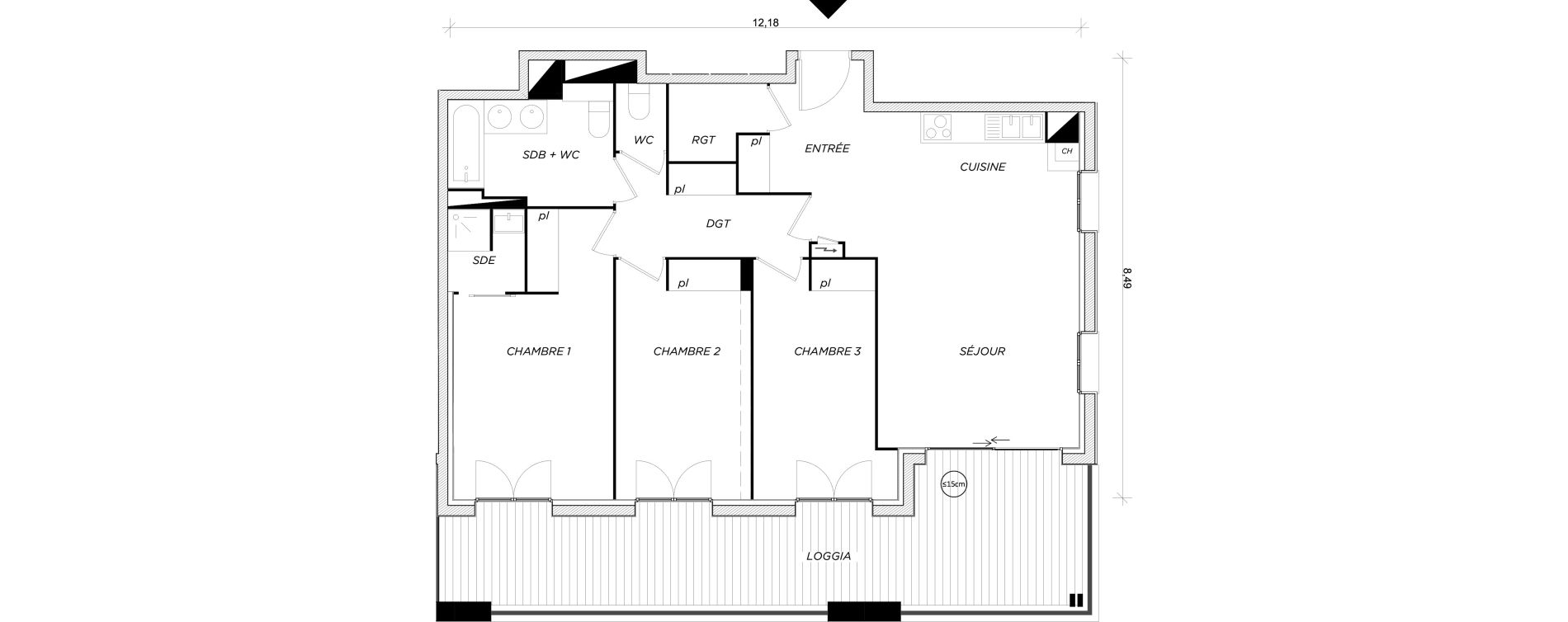Appartement T4 de 88,44 m2 &agrave; Toulouse Les izards