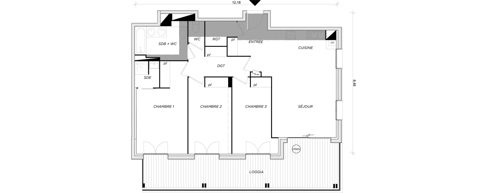 Appartement T4 de 88,44 m2 &agrave; Toulouse Les izards
