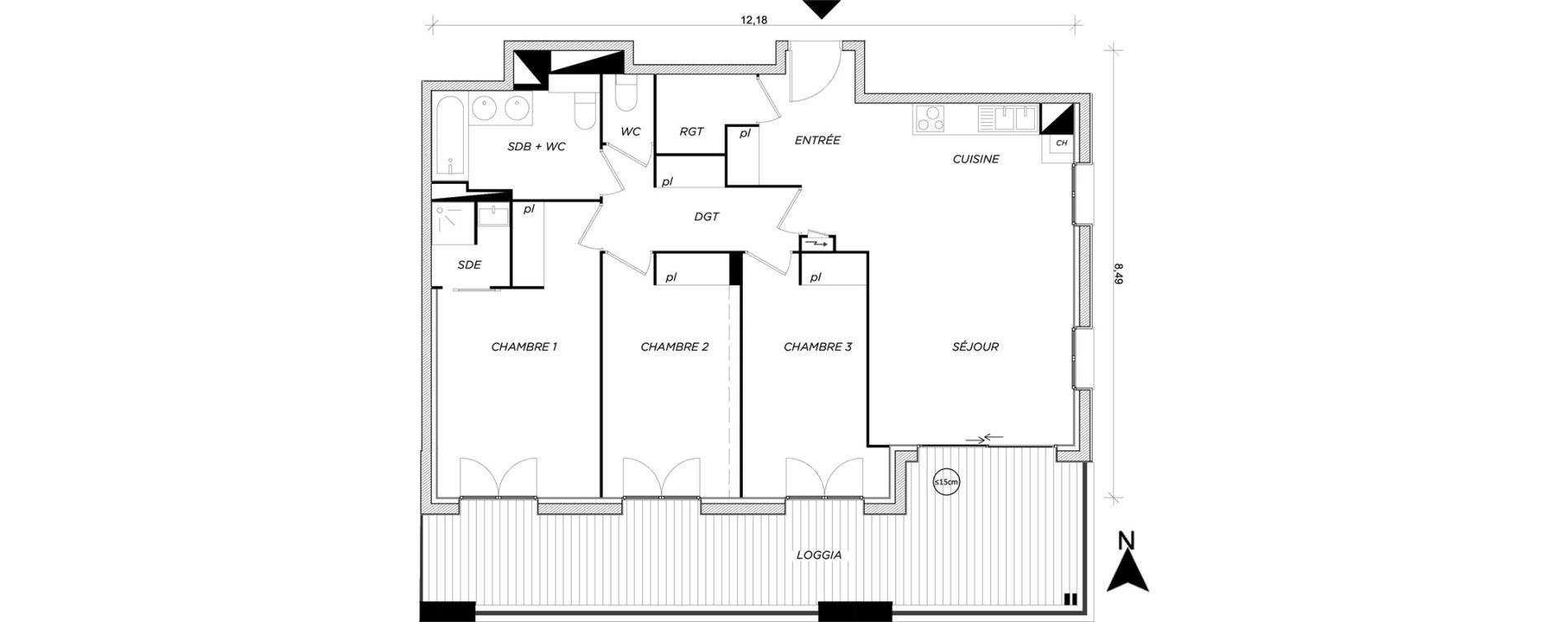 Appartement T4 de 88,45 m2 &agrave; Toulouse Les izards