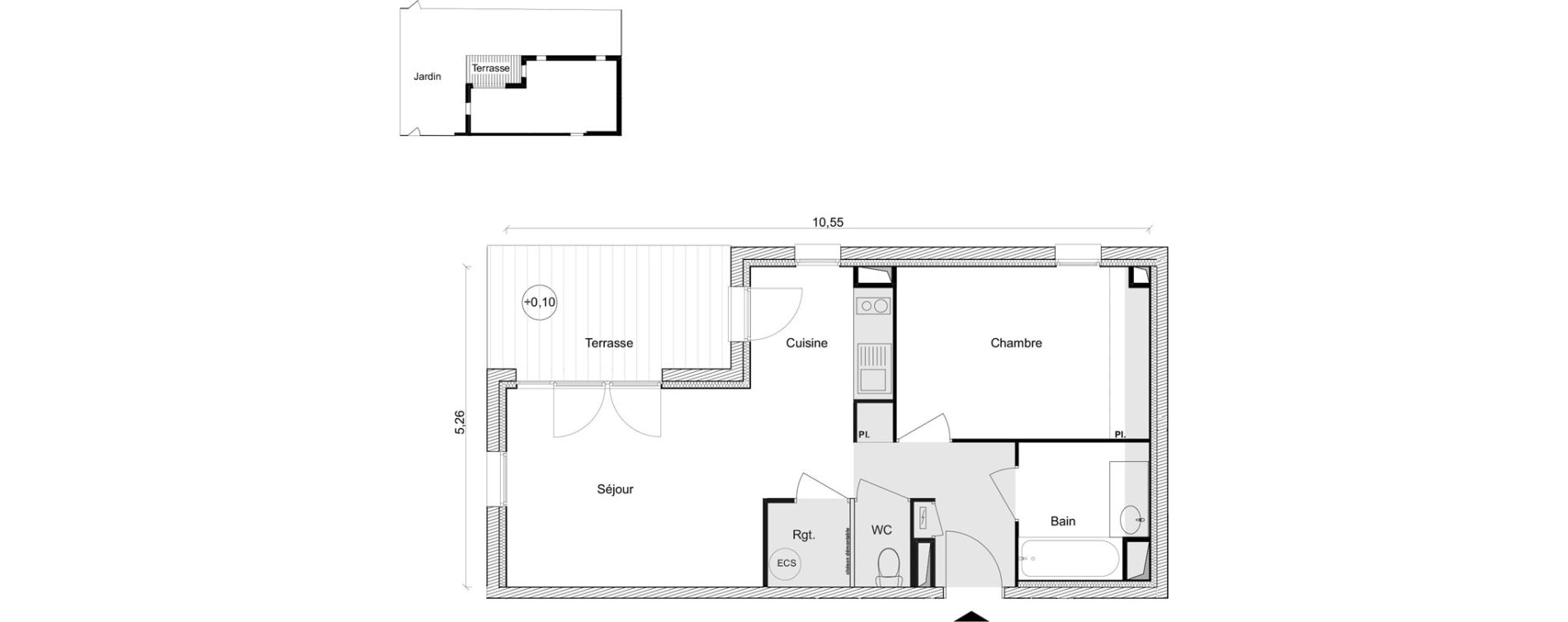 Appartement T2 de 45,18 m2 &agrave; Toulouse Saint-simon