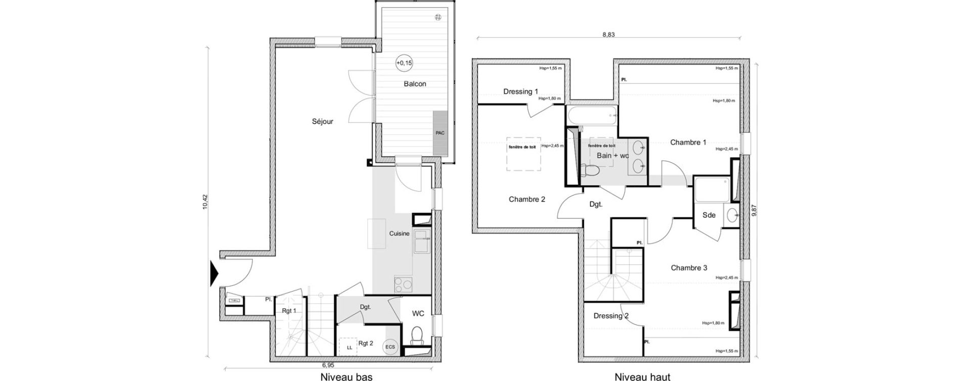 Appartement T4 de 94,85 m2 &agrave; Toulouse Saint-simon