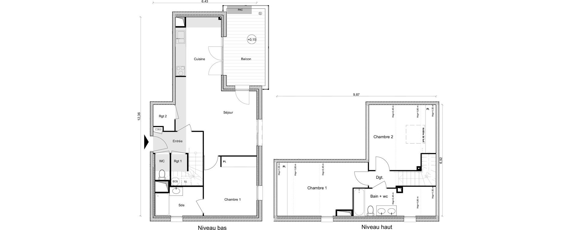 Duplex T4 de 91,44 m2 &agrave; Toulouse Saint-simon