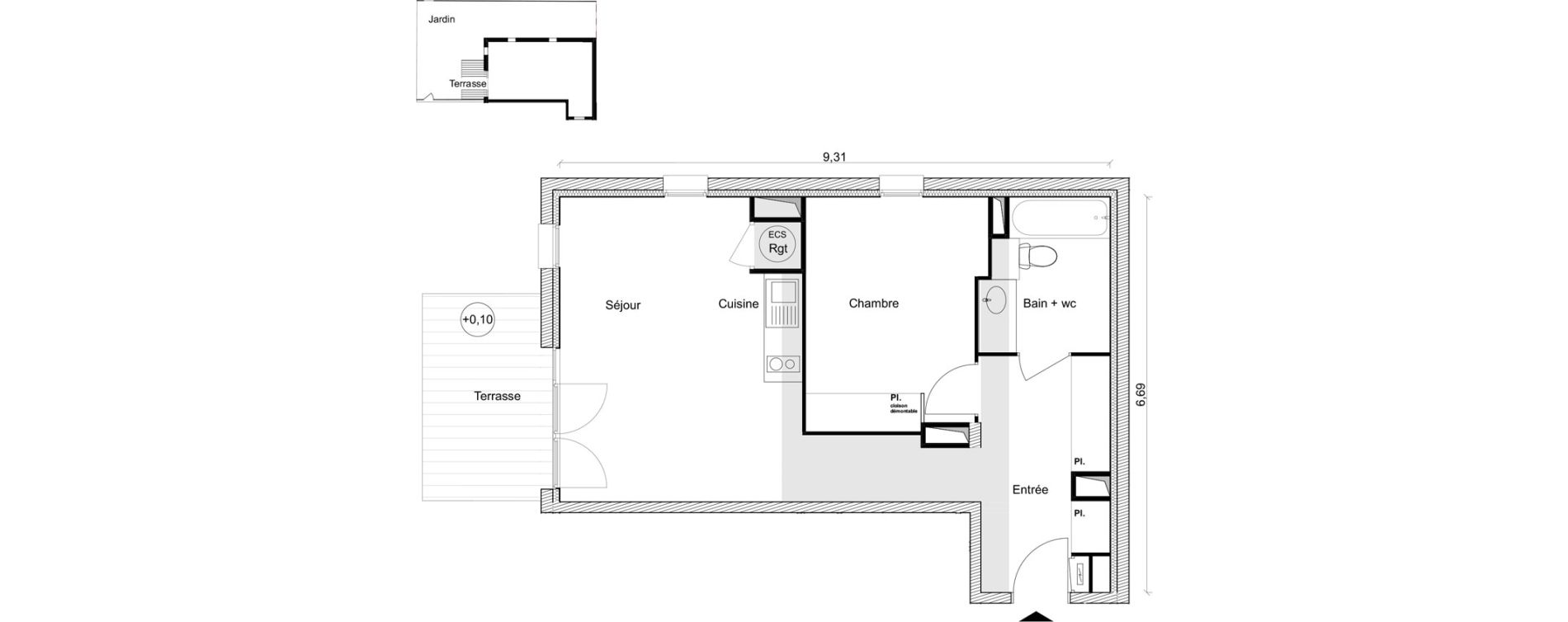 Appartement T2 de 48,92 m2 &agrave; Toulouse Saint-simon