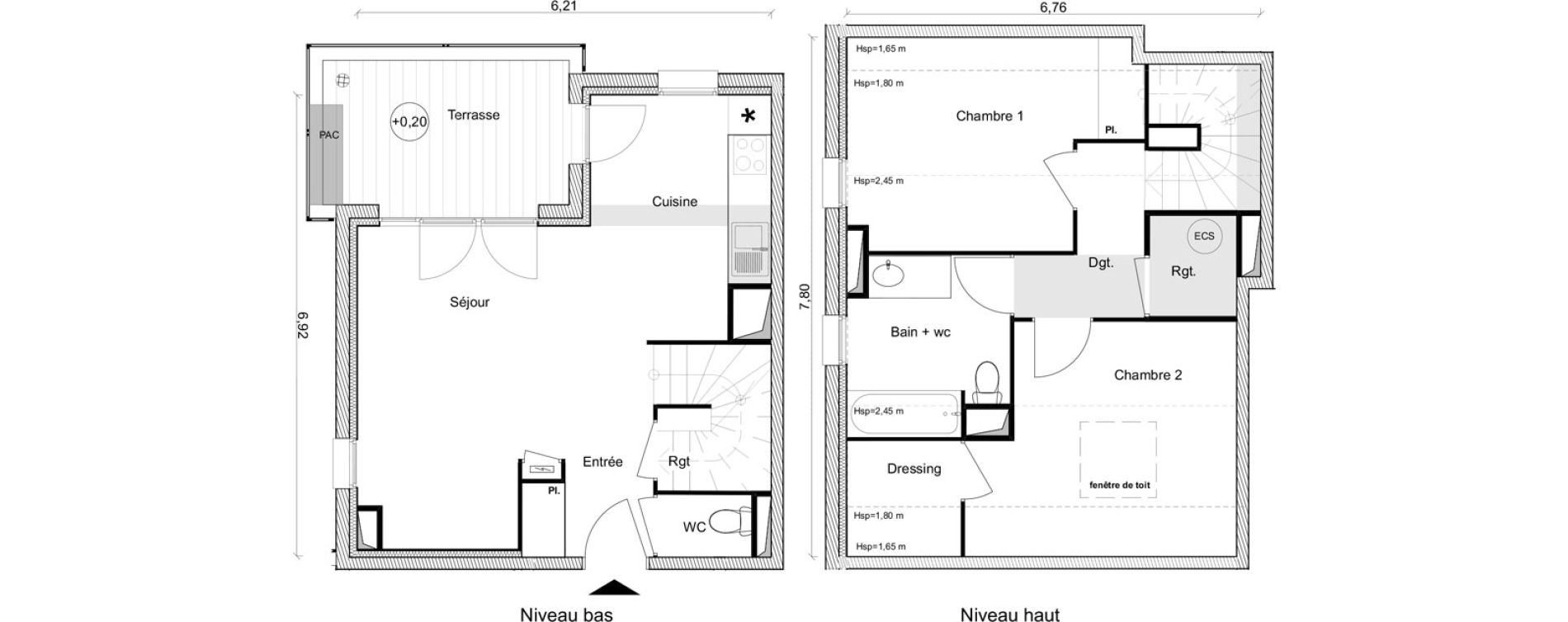 Duplex T3 de 65,19 m2 &agrave; Toulouse Saint-simon