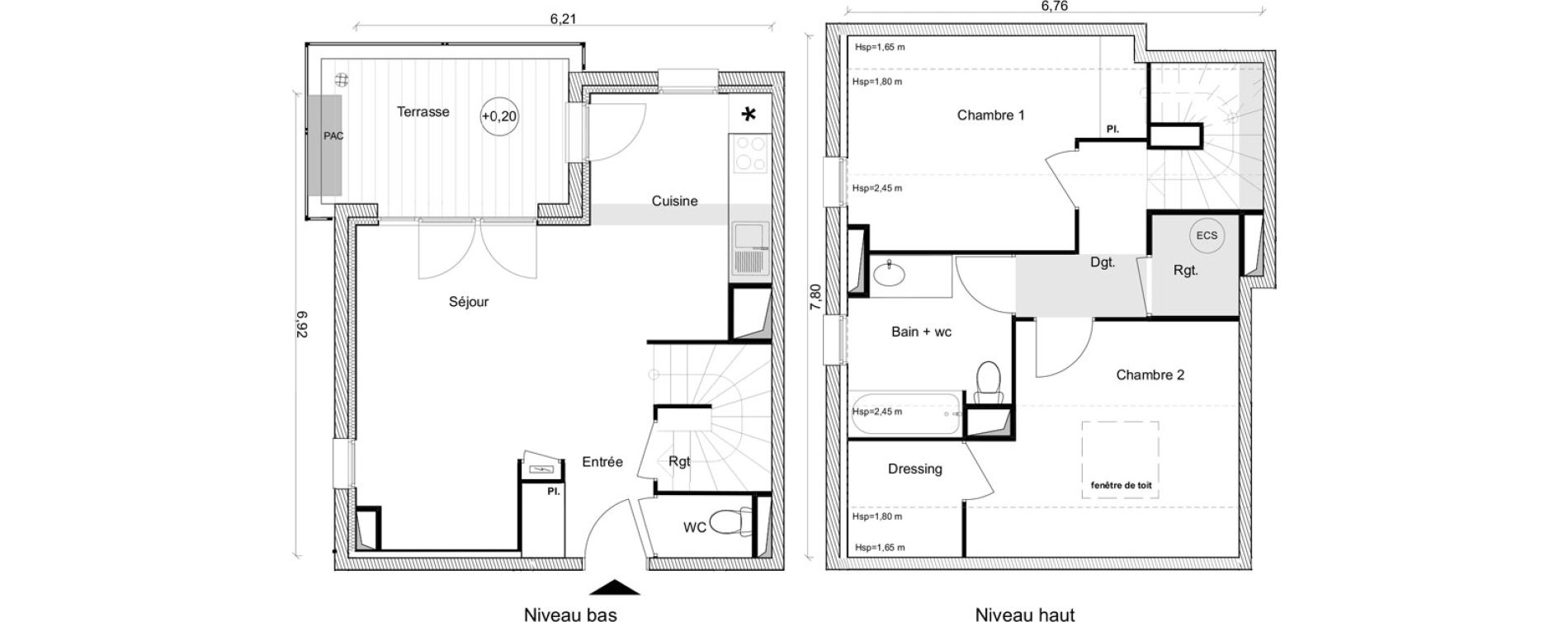 Duplex T3 de 65,19 m2 &agrave; Toulouse Saint-simon