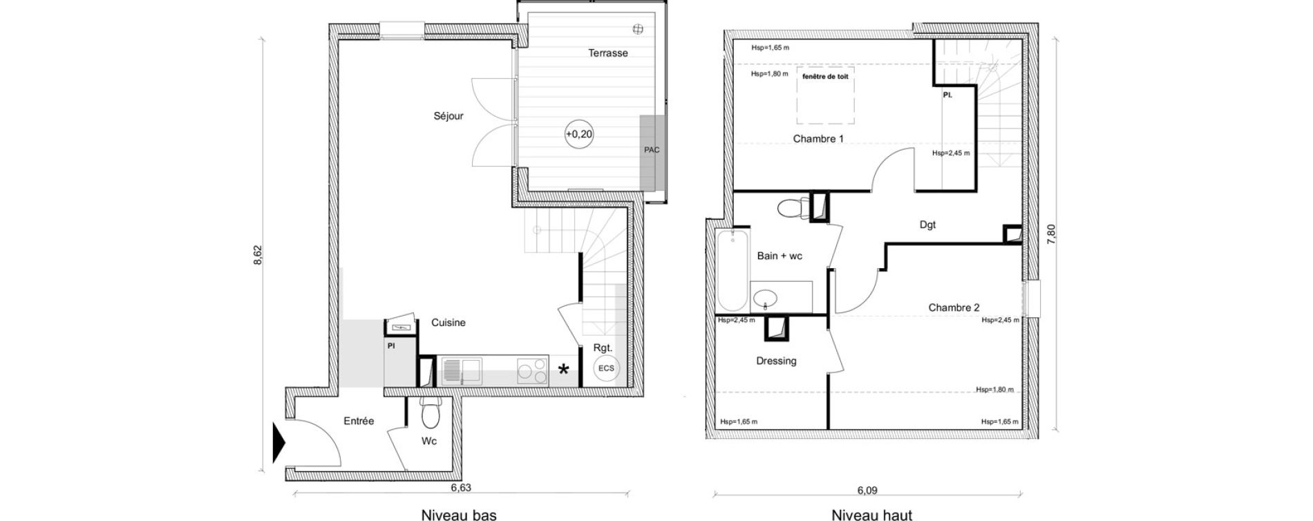 Duplex T3 de 69,02 m2 &agrave; Toulouse Saint-simon