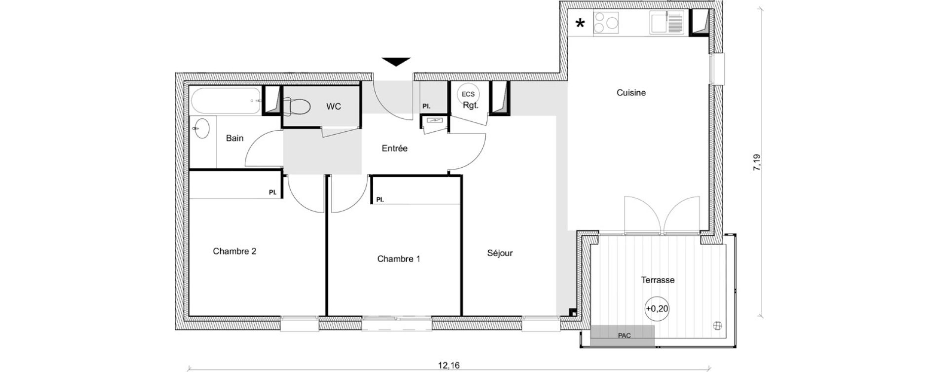 Appartement T3 de 63,44 m2 &agrave; Toulouse Saint-simon