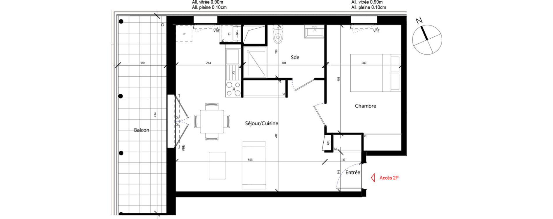 Appartement T2 de 48,32 m2 &agrave; Toulouse Malep&egrave;re