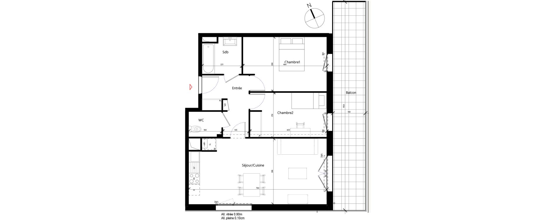 Appartement T3 de 65,58 m2 &agrave; Toulouse Malep&egrave;re