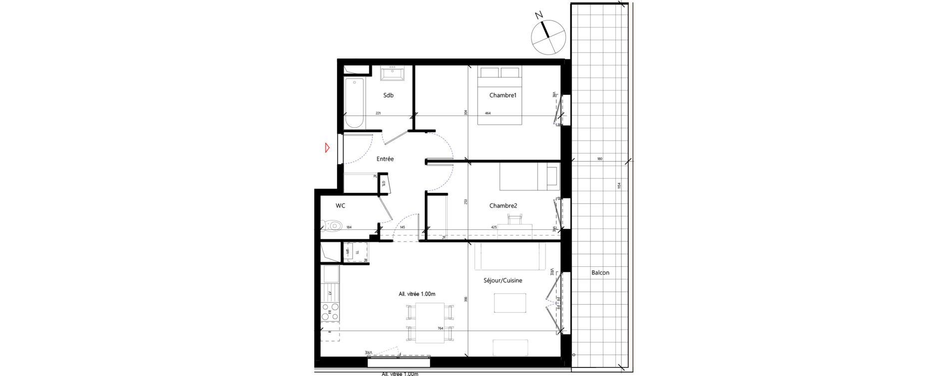 Appartement T3 de 65,58 m2 &agrave; Toulouse Malep&egrave;re
