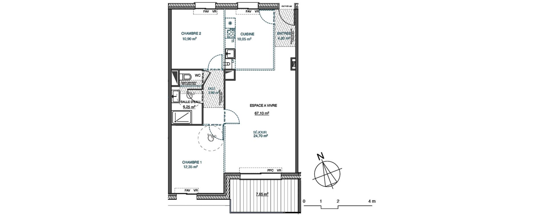 Appartement T4 de 71,25 m2 &agrave; Toulouse Saint-martin-du-touch