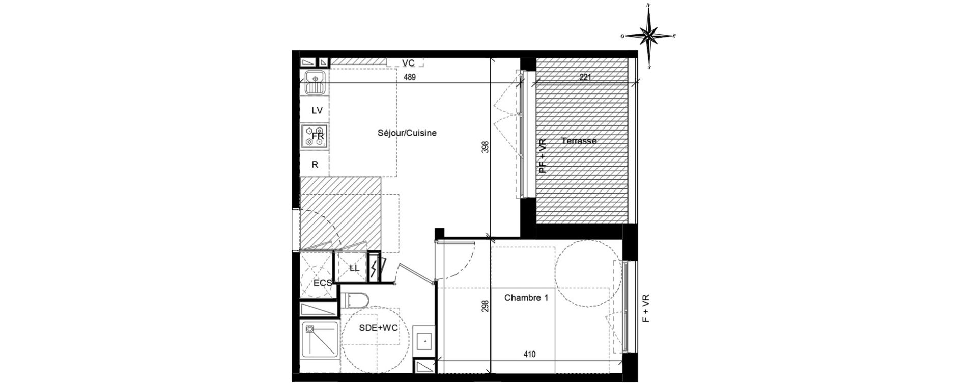 Appartement T2 de 39,54 m2 &agrave; Toulouse Croix daurade