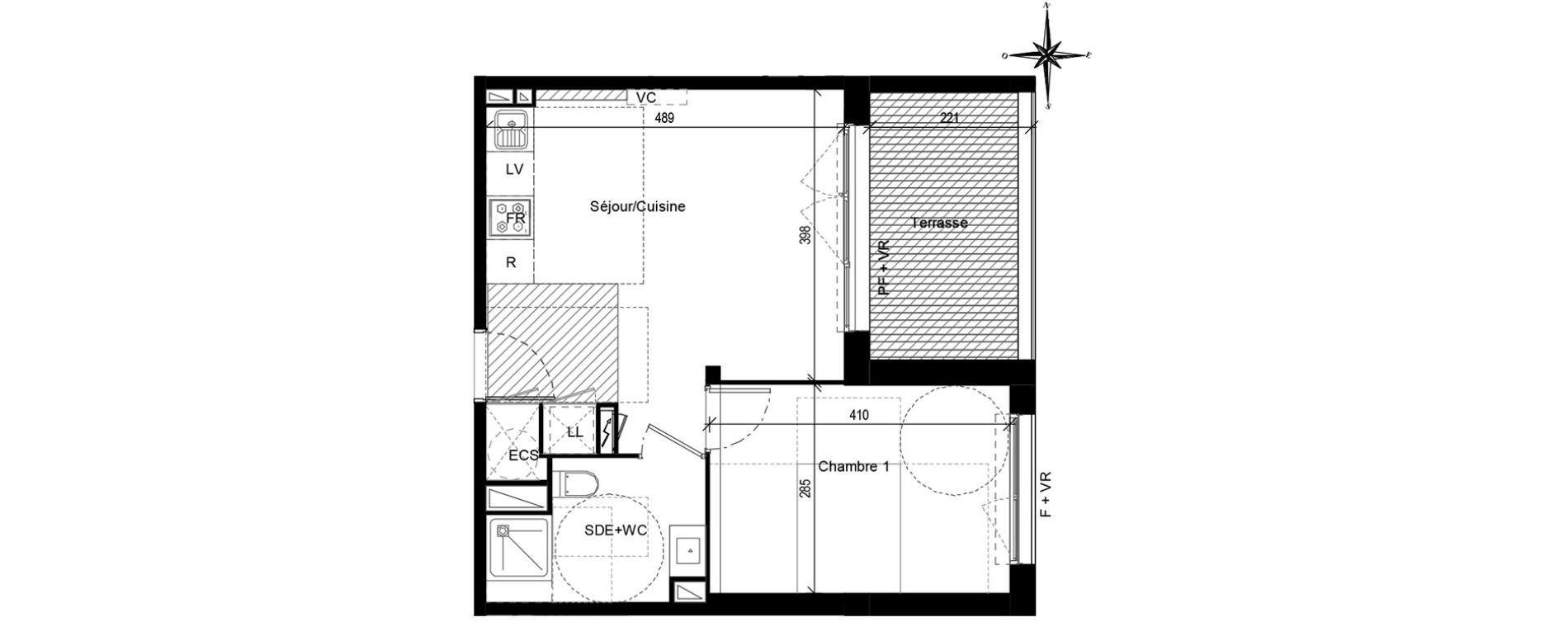 Appartement T2 de 38,99 m2 &agrave; Toulouse Croix daurade