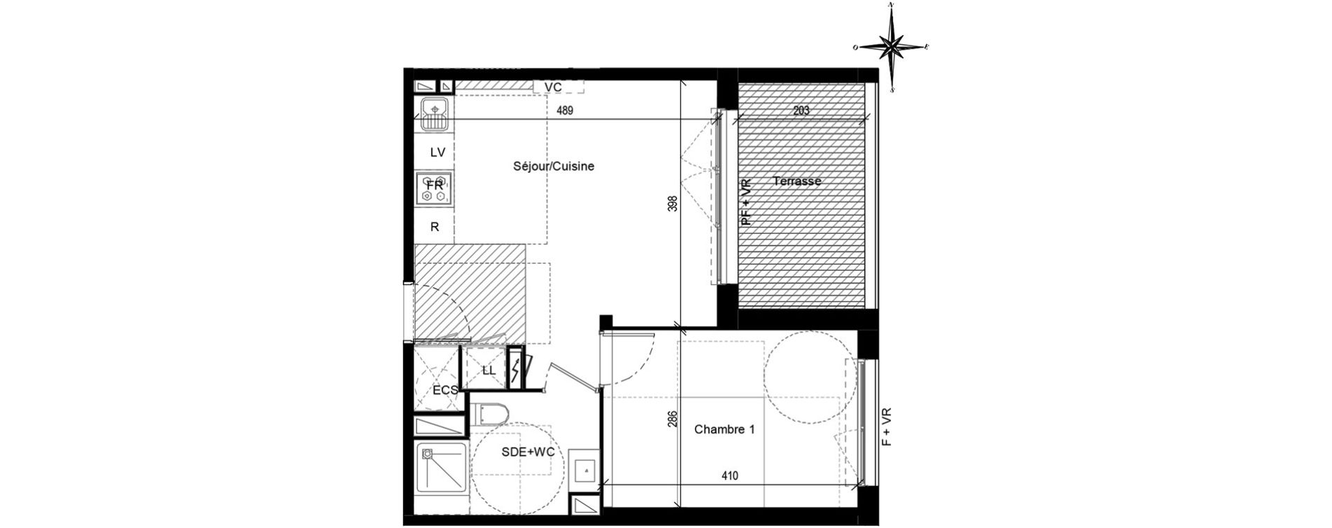 Appartement T2 de 39,12 m2 &agrave; Toulouse Croix daurade