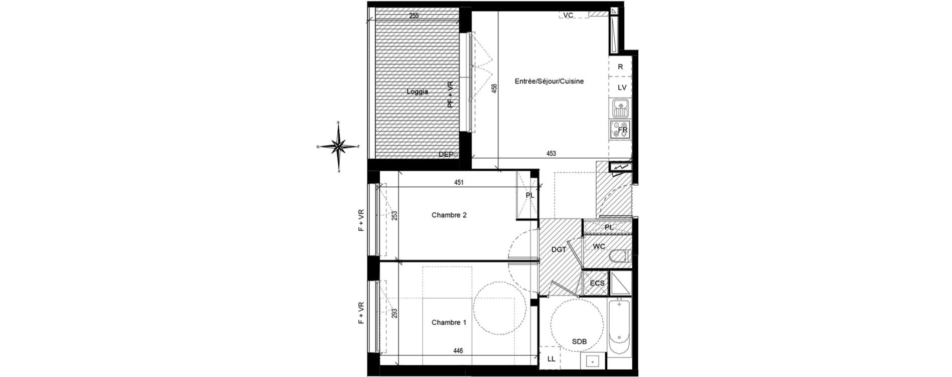 Appartement T3 de 57,60 m2 &agrave; Toulouse Croix daurade
