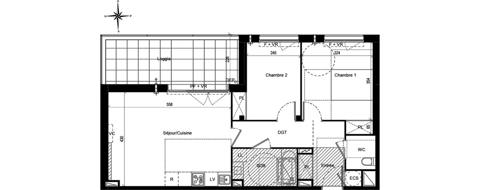 Appartement T3 de 62,46 m2 &agrave; Toulouse Croix daurade