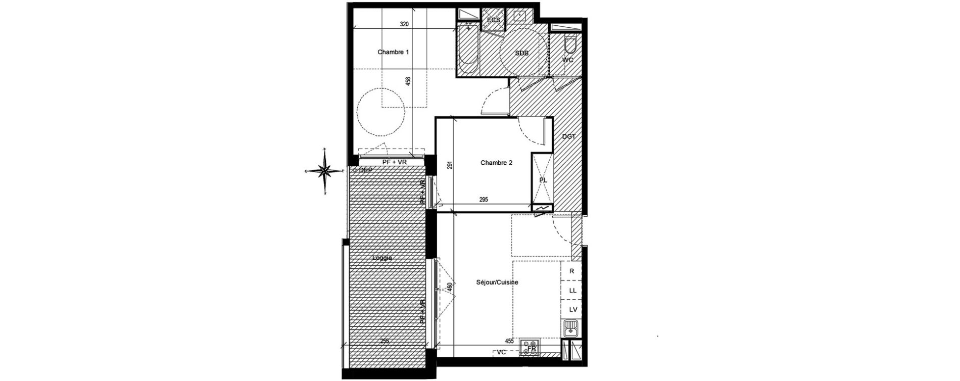 Appartement T3 de 58,38 m2 &agrave; Toulouse Croix daurade