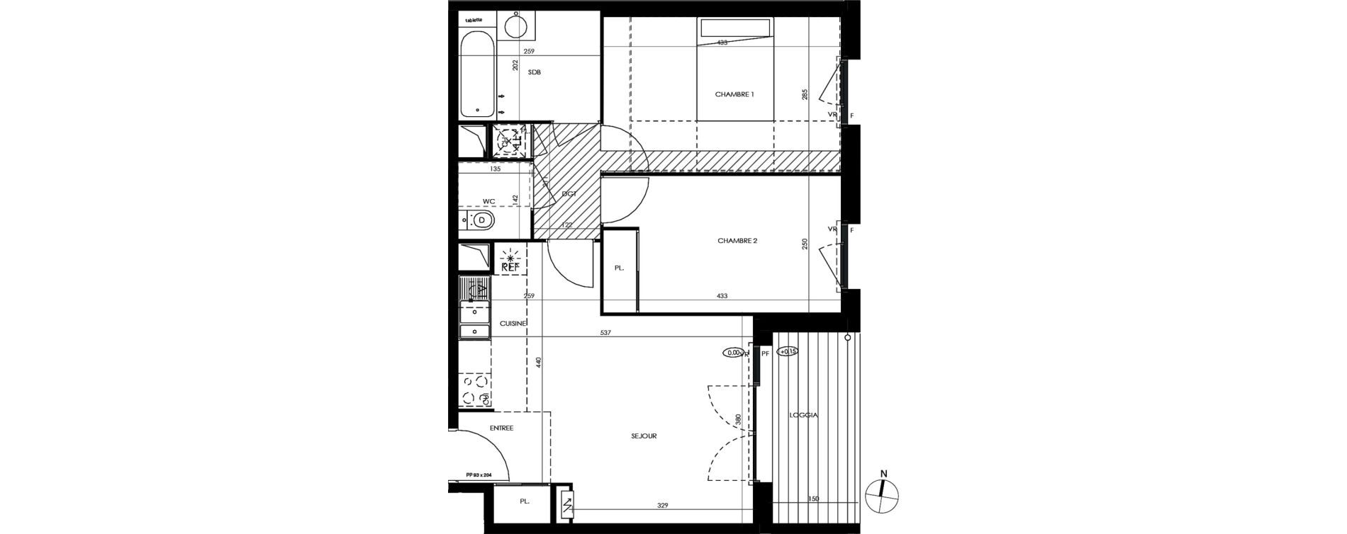 Appartement T3 de 55,94 m2 &agrave; Toulouse Croix daurade