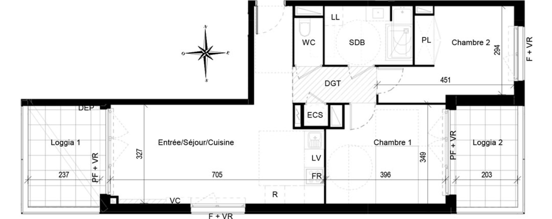 Appartement T3 de 60,97 m2 &agrave; Toulouse Croix daurade